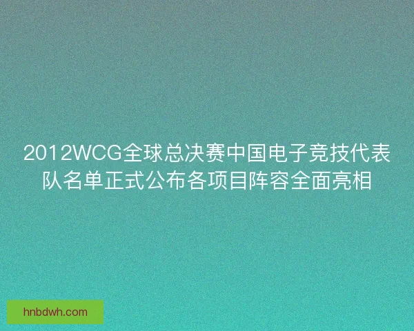 2012WCG全球总决赛中国电子竞技代表队名单正式公布各项目阵容全面亮相